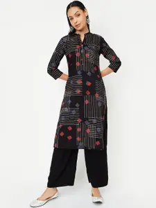 max Geometric Mandarin Collar Straight Kurta