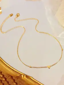 MYKI Gold-Plated Stainless Steel Elegant Heart Statement Necklace