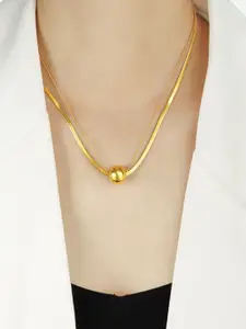 MYKI Gold-Plated Stainless Steel Layered Spherical Pendant Statement Necklace