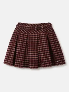 Blue Giraffe Girls Pure Cotton Checked Mini Skirt