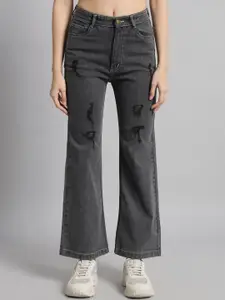 BAESD Women Flared High-Rise Highly Distressed Stretchable Jeans