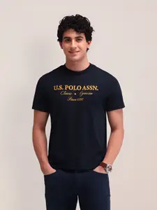 U.S. Polo Assn. Men Brand Logo Printed Round Neck Cotton Slim Fit T-shirt
