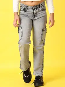 V-Mart Girls Cotton Relaxed Fit Highly Distressed Heavy Fade Stretchable Jeans