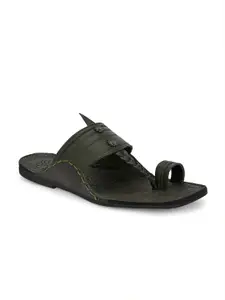 House of Pataudi Men Slip On One-Toe Kolhapuris Sandals