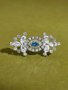 Voylla Tuhina Rhodium-Plated American Diamond Stone Studded Ring