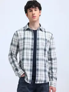 Flying Machine Men Classic Spread Collar Tartan Checked Cotton Casual Shirt