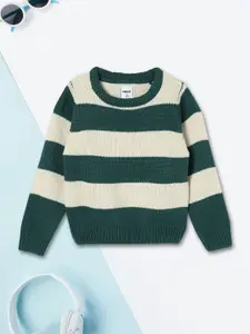 max Boys Acrylic Round Neck Striped Pullover