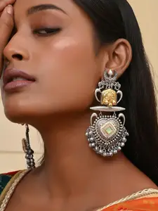 Voylla Silver-Plated Stone Studded Antique Opulance Elegance Redefined Chandbalis