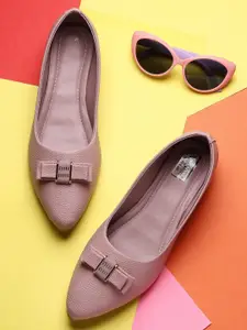 NATSHUZ Women Colourblocked Pointed Toe Slip-on Ballerinas Flats