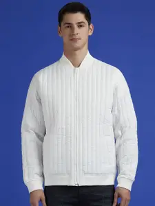 Pepe Jeans Men Stand Collar Floral Solid Casual Bomber Jacket