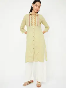 max Embroidered Thread Work Cotton Straight Kurta