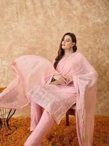 Sangria Floral Embroidered Unstitched Dress Material