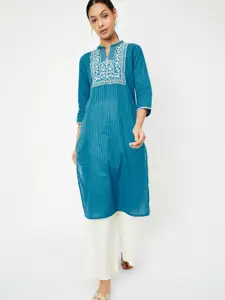 max Floral Yoke Design Cotton Straight Kurta