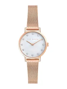 Ted Baker Women Mother of Pearl Dial & Stainless Steel Straps Analogue Watch BKPSTF4049I