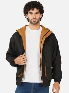 BAESD Men Hooded Solid Casual Bomber Jacket