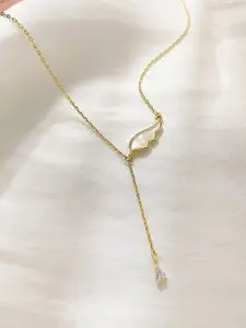 MYKI Gold-Plated Stainless Steel Elegant Cubic Zirconia Statement Necklace