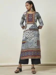 Soch Floral Printed Sequinned Straight Kurta