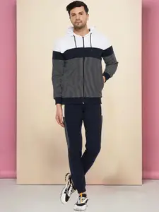 WILD WEST Men Colourblocked Mid-Rise Hooded Tracksuits