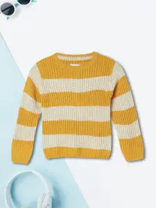 max Boys Round Neck Long Sleeves Striped Pullover