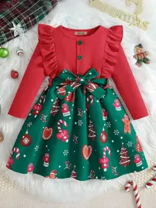 INCLUD Girls Conversational Printed Fit & Flare Dress