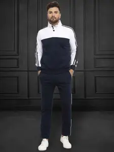 WILD WEST Men Colorblocked Mock Collar Tracksuits