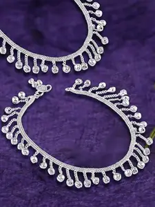 Heer Collection Set Of 2 Silver-Plated Anklets