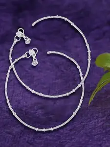 Heer Collection Set Of 2 Silver-Plated Anklets