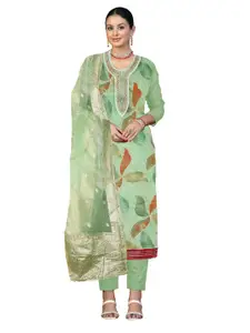 Maroosh Floral Printed Organza Unstitched Dress Material