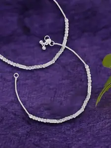 Heer Collection Set Of 4 Silver-Plated Anklet