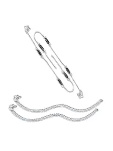 Heer Collection Set Of 2 Silver-Plated Anklets