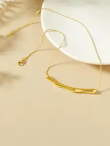 MYKI Elegant Gold Plated Stainless Steel Wavy Bar Necklace