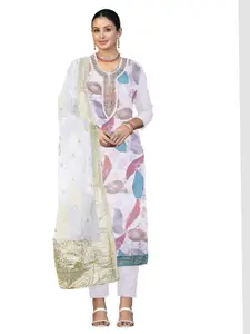 Maroosh Floral Embroidered Organza Unstitched Dress Material