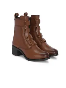 Delize Women Casual Block-Heeled Winter Boots