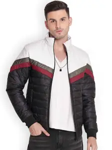 JUMP USA Men Mock Collar Colourblocked Casual Quilted Jacket