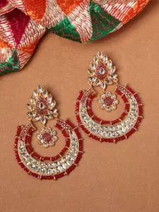 PANASH Gold Plated Kundan Contemporary Drop Earrings