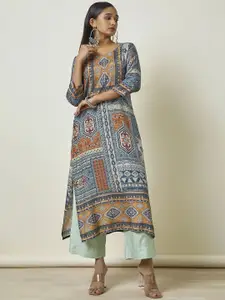 Soch Ethnic Motifs Printed Round Neck Straight Kurta