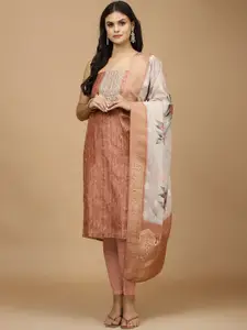 Meena Bazaar Zari Sequinned Embroidered Art Silk Unstitched Dress Material