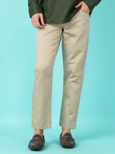 V-Mart Men Beige Cotton Regular Fit Mid-Rise Casual Chinos Trousers