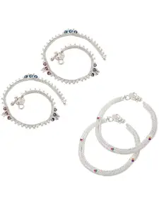 Heer Collection Set Of 2 Silver-Plated Anklets