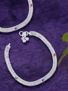 Heer Collection Set Of 2 Silver-Plated Anklets