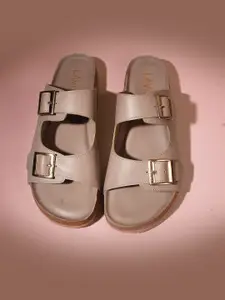 Lavie Women Nude Open Toe Synthetic Regular Flats with Buckles