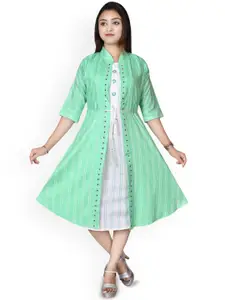 BAESD Girls Cotton Flared Midi Ethnic Dresses