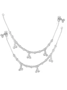 Heer Collection Set Of 2 Silver-Plated Anklets