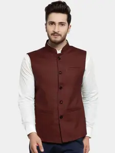 BAESD Mandarin Collar Satin Nehru Jacket