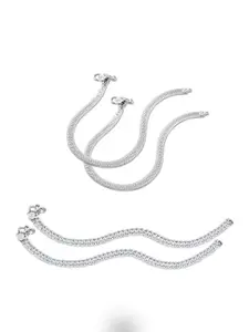 Heer Collection Set Of 2 Silver-Plated Anklets