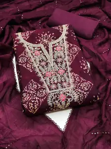 Peachmode Floral Printed Sequinned Unstitched Dress Material