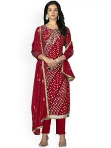 Maroosh Bandhani Printed Beads and Stones Unstitched Dress Material