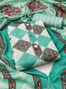 Peachmode Geometric Printed Gotta Patti Pure Cotton Unstitched Dress Material