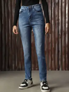 High Star Women Comfort Skinny Fit High-Rise Heavy Fade Stretchable Jeans