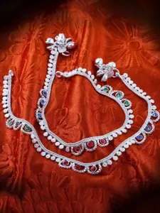 Heer Collection Set Of 2 Silver-Plated Anklets